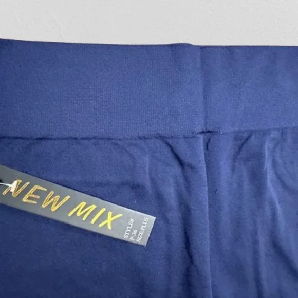 Navy Blue Seamless Plus Size Full Length Leggings - Picture 2 of 3